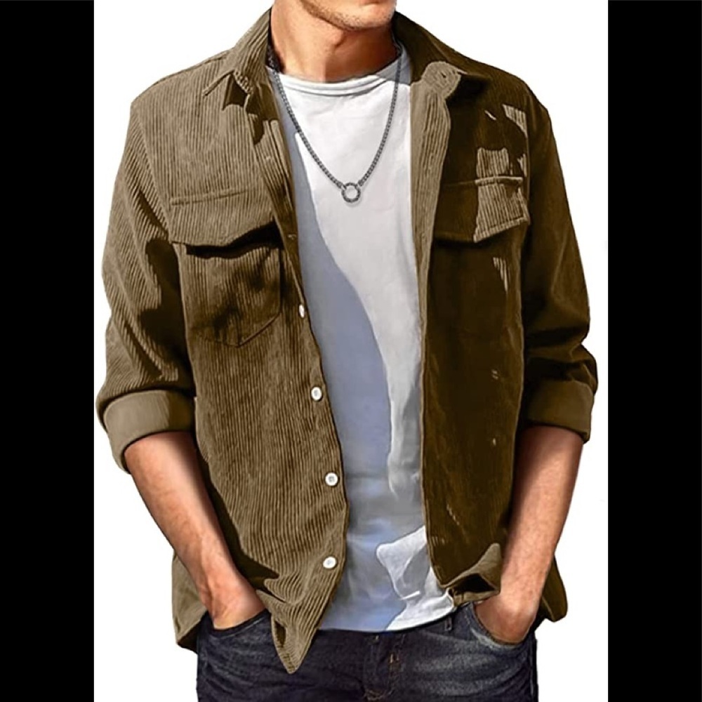 New Mens Lightweight Corduroy Jacket Button Closure Multiple Sizes